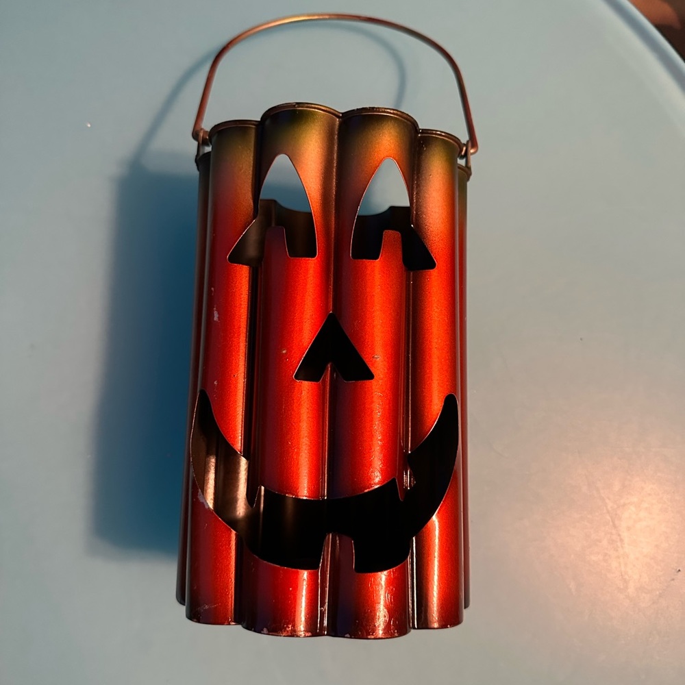 Metal Pumpkin Jack O Lantern candle holder Halloween decor